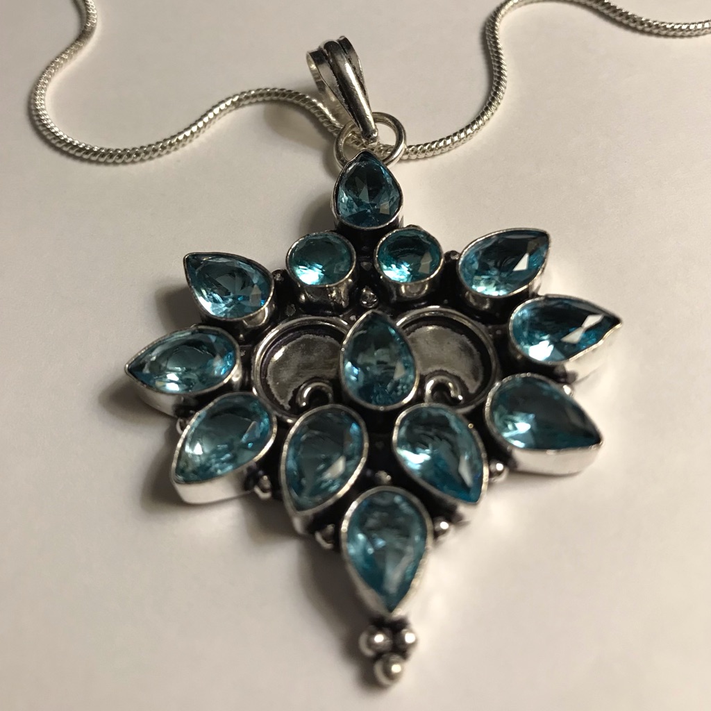 Blue Topaz 925 Sterling Silver Necklace 111$